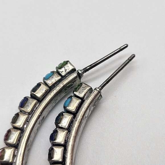 Dannijo Vega Hoop Earrings Rainbow Multicolor Silver Tone - Picture 10 of 15